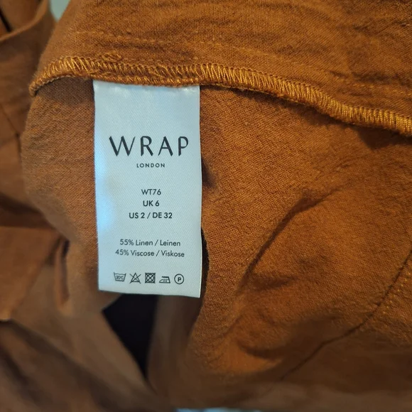 Wrap London Burnt Orange Linen Wrap Dress - Picture 3 of 3